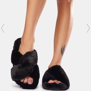 Dolls Kill faux fur slippers